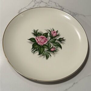 Set of four Royal China 22k Gold Minerve Rose 10” plates